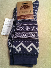 Geometric Patterned Alpaca Crew Socks for Women – Denim