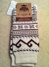 Geometric Patterned Alpaca Crew Socks for Women – Ivory