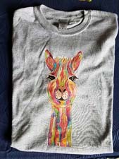 Alpaca T-Shirt – Grey with a Colorful Alpaca